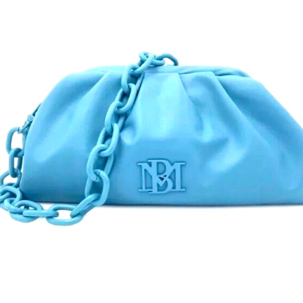 Badgley Mischka Blue Cloud Clutch with Chain Strap